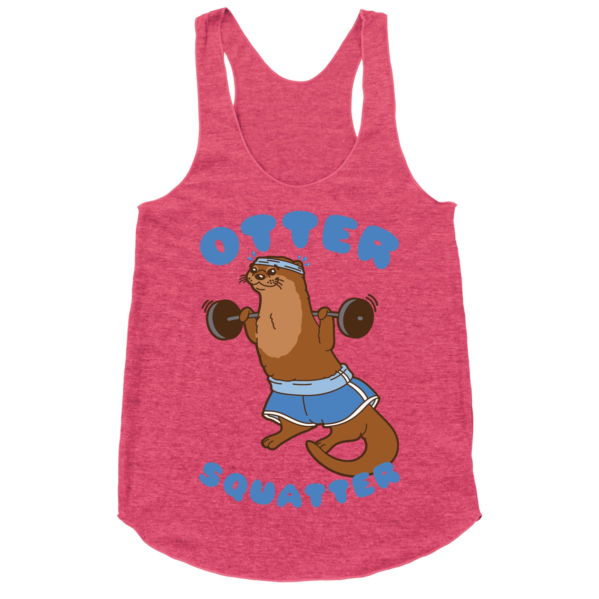 Otter Squatter White Print Racerback Tank